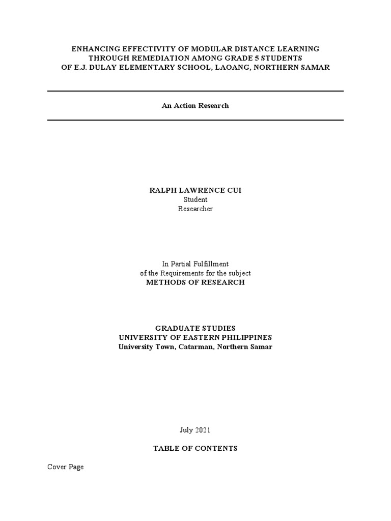 Enhancing Effectivity of Modular Distance Learning | PDF | Distance ...