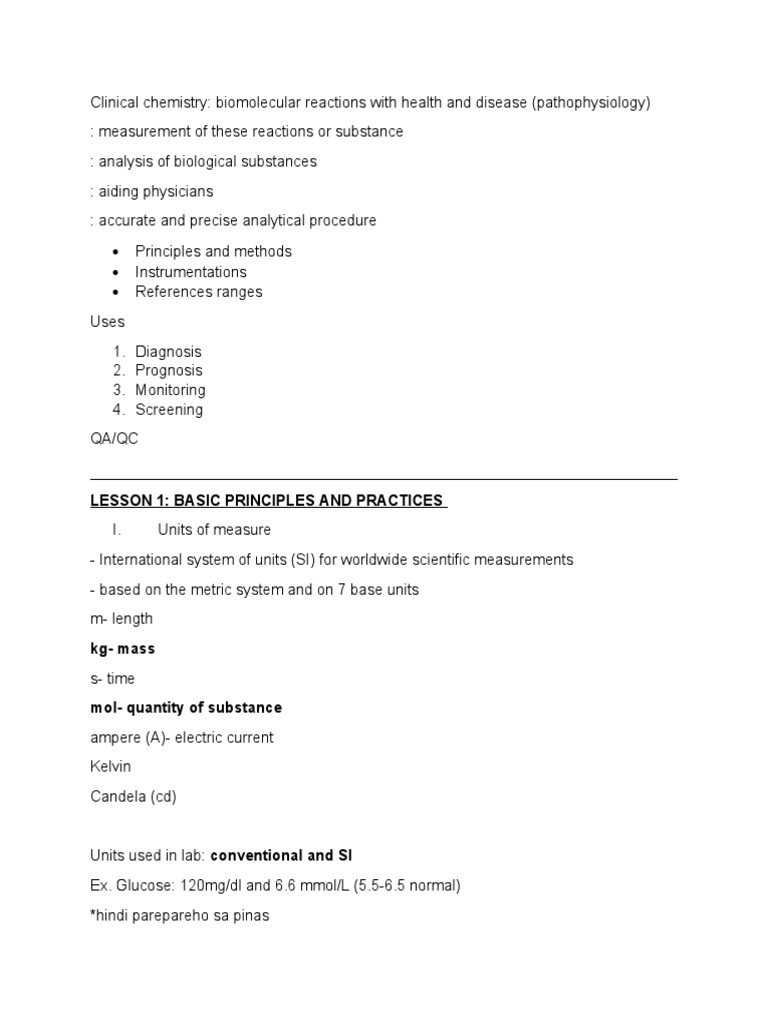 Clinical Chemistry p1 | PDF