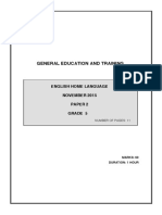 General Education and Training: English Home Language November 2015 Paper 2 Grade 5