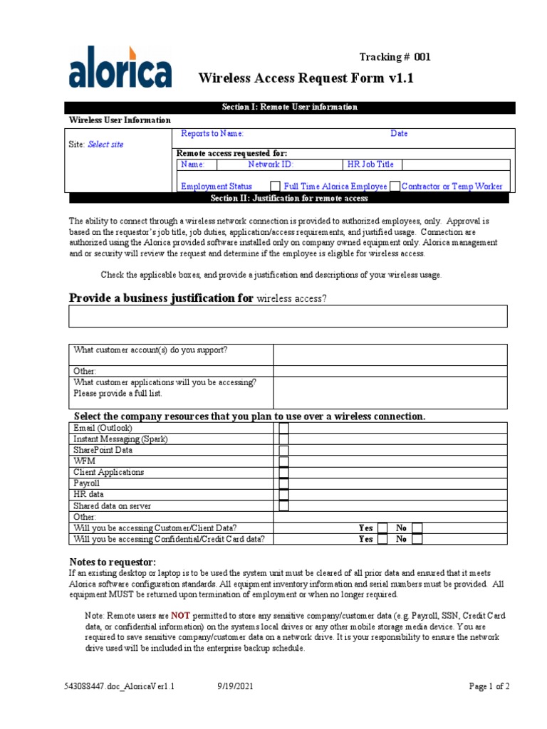 Wireless Access Request Justification | PDF | Computer Network | Encryption