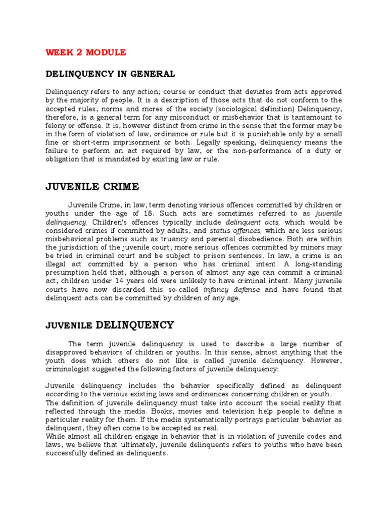 Juvenile Crime: Delinquency in General | PDF | Juvenile Delinquency ...