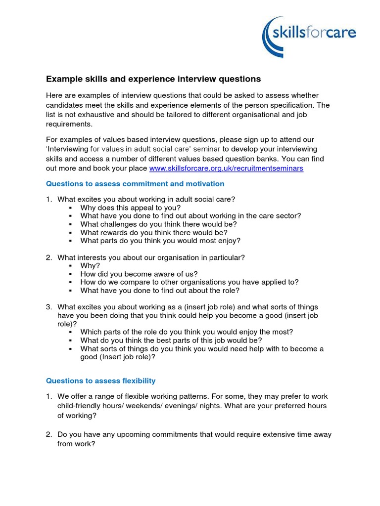 Interview Questions for Care Roles | PDF | Interview | Communication