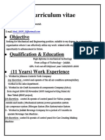 Curriculum Vitae: - Objective - Qualification & Education - (11 Years) Work Experience