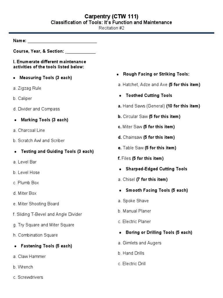Carpentry Tool Maintenance Guide | PDF | Tools | Metalworking