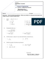 Worksheet No. 1: Name: - Course