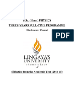 B.Sc. (Hons.) PHYSICS Three-Years Full-Time Programme: (Effective From The Academic Year (2014-15)