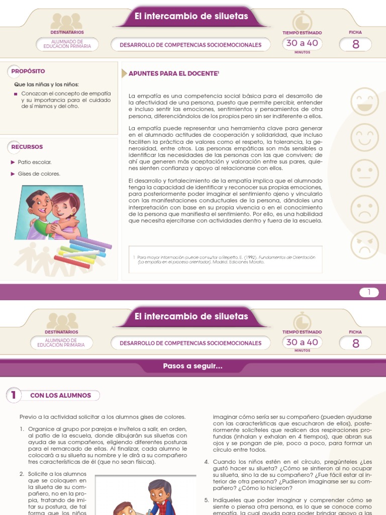 Ficha 8 Intercambio de Siluetas | PDF | Empatía | Educación primaria