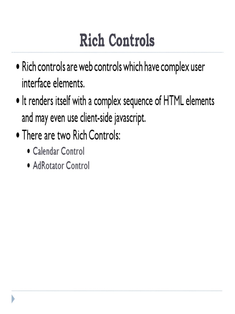 Rich Controls: Calendar Control Adrotator Control | PDF | Html Element ...