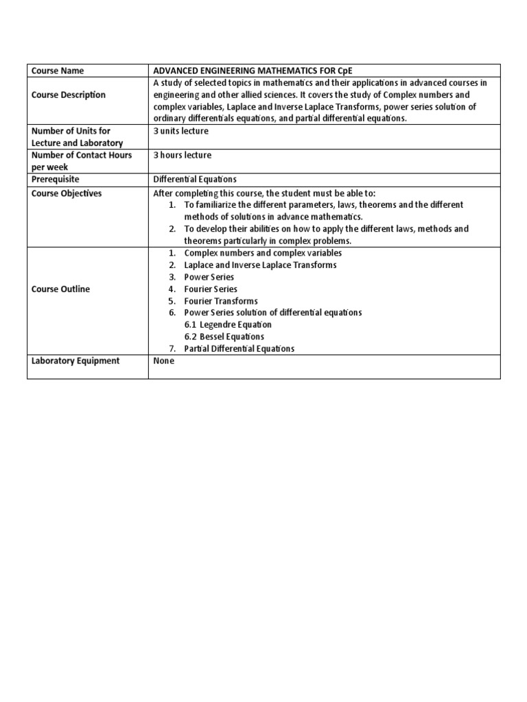 Advanced Engineering Mathematics Course | PDF