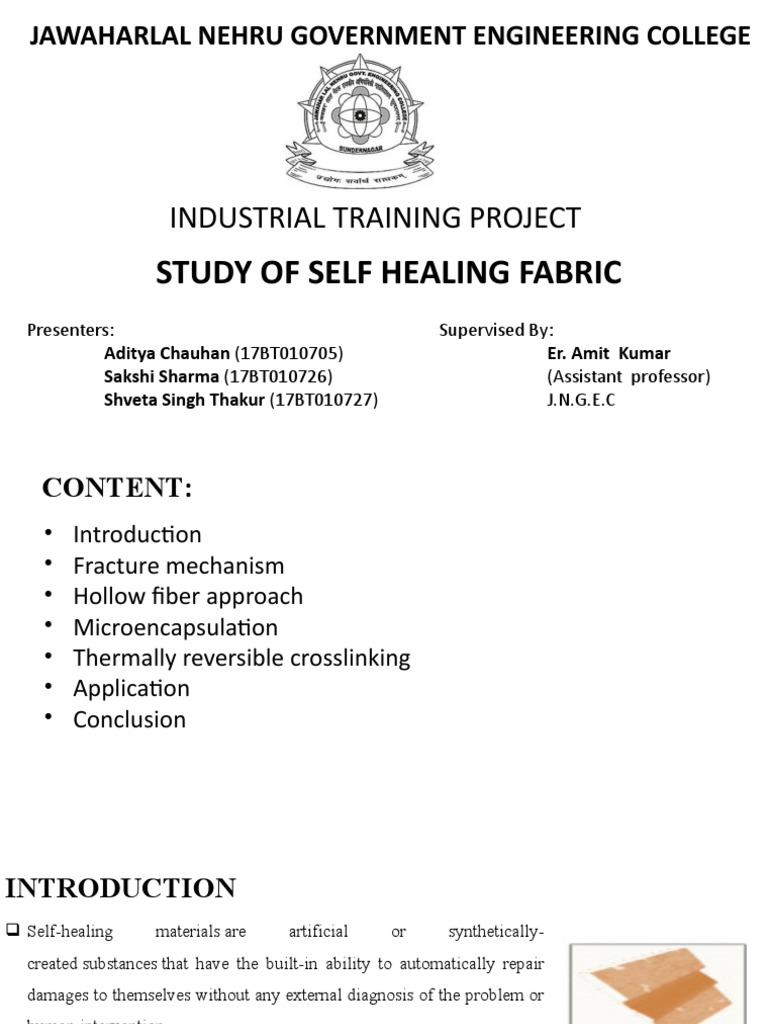 Self Healing Fabric PDF Cross Link Applied And Interdisciplinary
