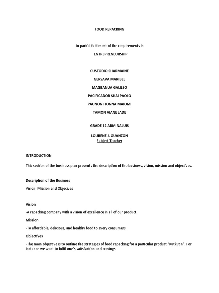 Food Repacking | PDF