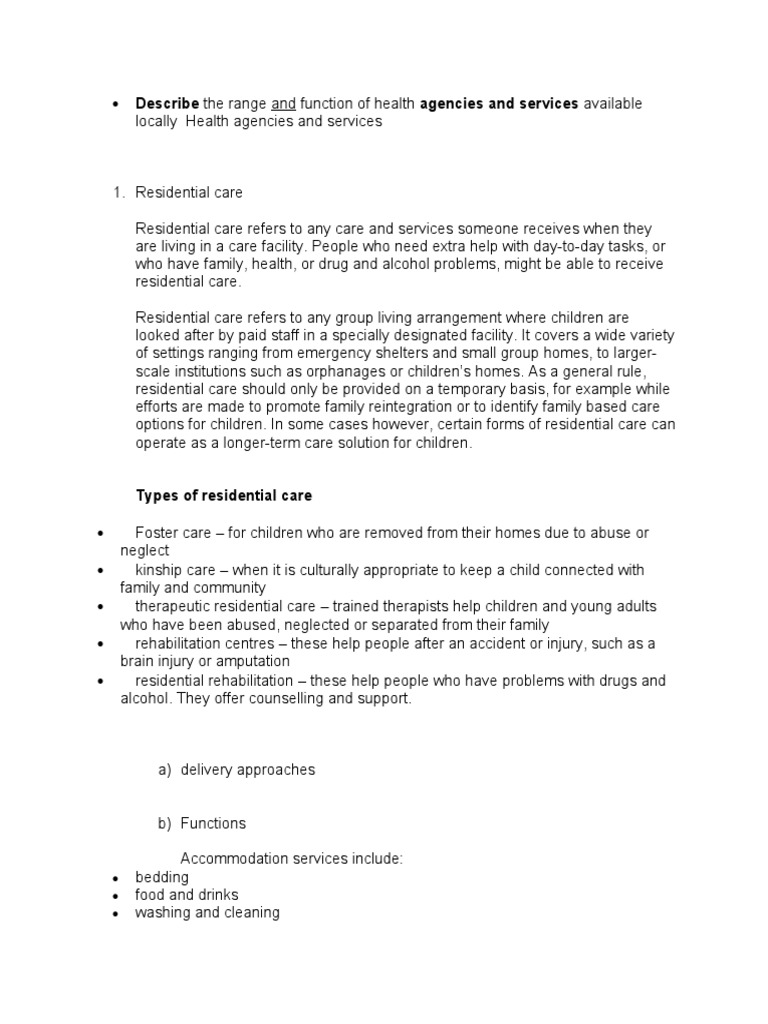 describe-the-range-and-function-of-health-agencies-and-services