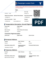 Passenger Locator Form: Personal Information