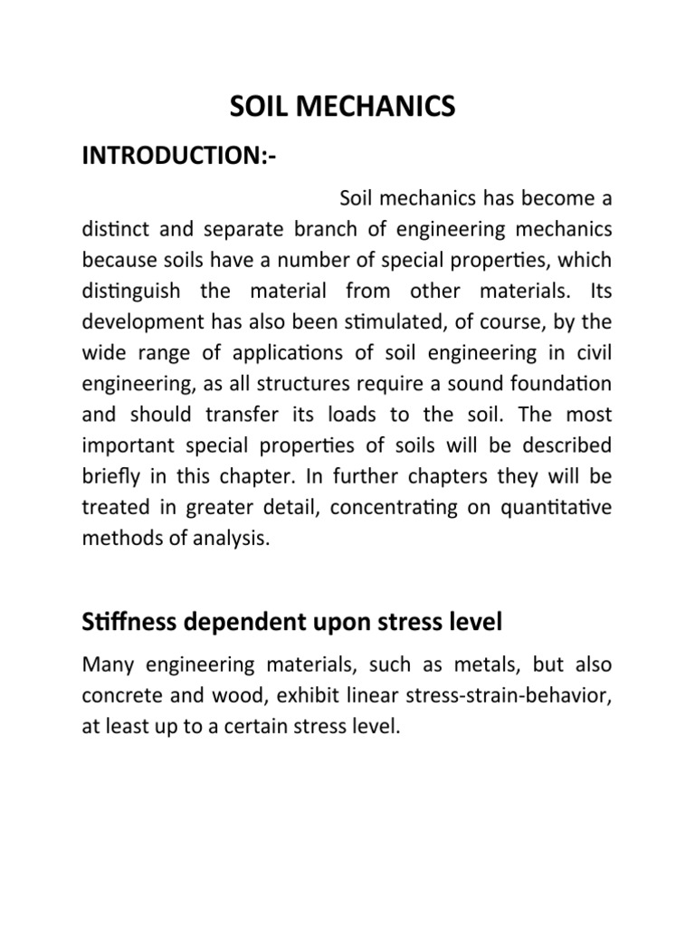 Soil Mechanics: Introduction | PDF | Soil Mechanics | Stress (Mechanics)
