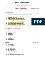 Advanced Excel Syllabus