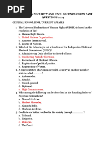 NSCDC Complete Past Questions 2019 PDF