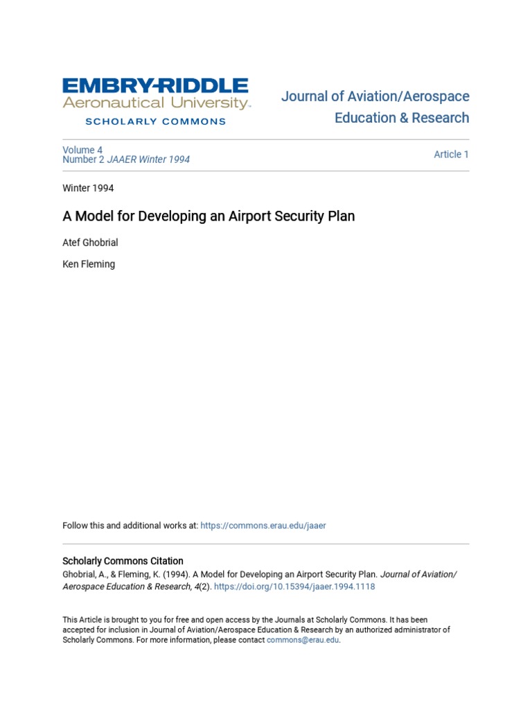 A Model For Developing An Airport Security Plan PDF Airport