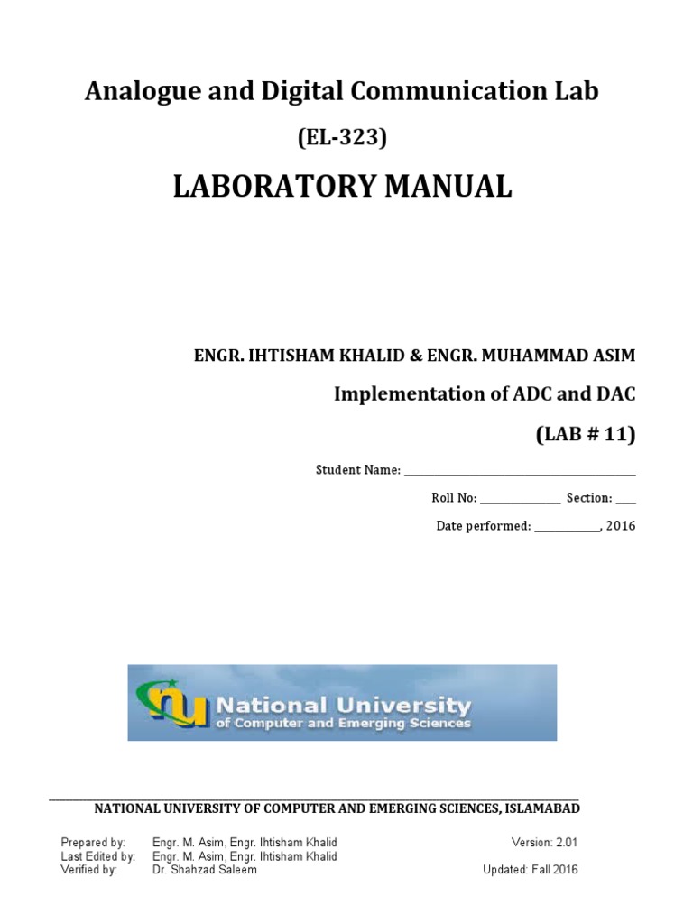 Laboratory Manual Analogue and Digital Communication Lab PDF