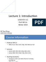 Lecture 1: Introduction: Ucsd Ece 111 Prof. Bill Lin Winter 2019