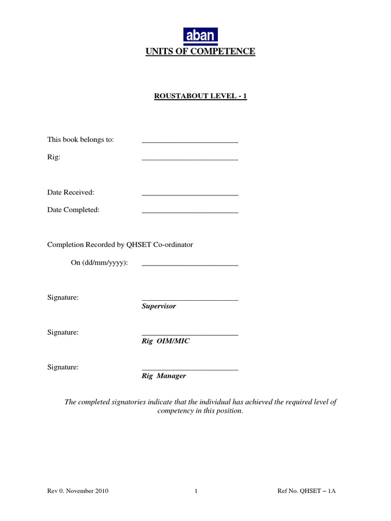 ROUSTABOUT Sign-Off Book | PDF | Crane (Machine) | Risk Assessment