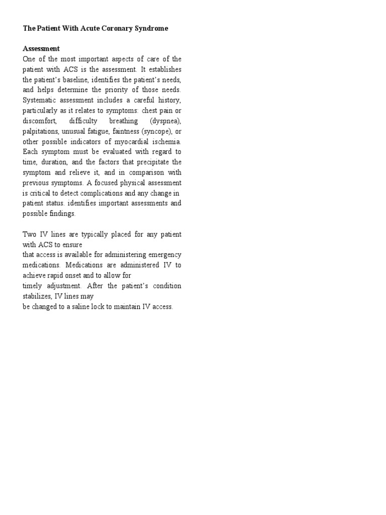 The Patient With Acute Coronary Syndrome | PDF