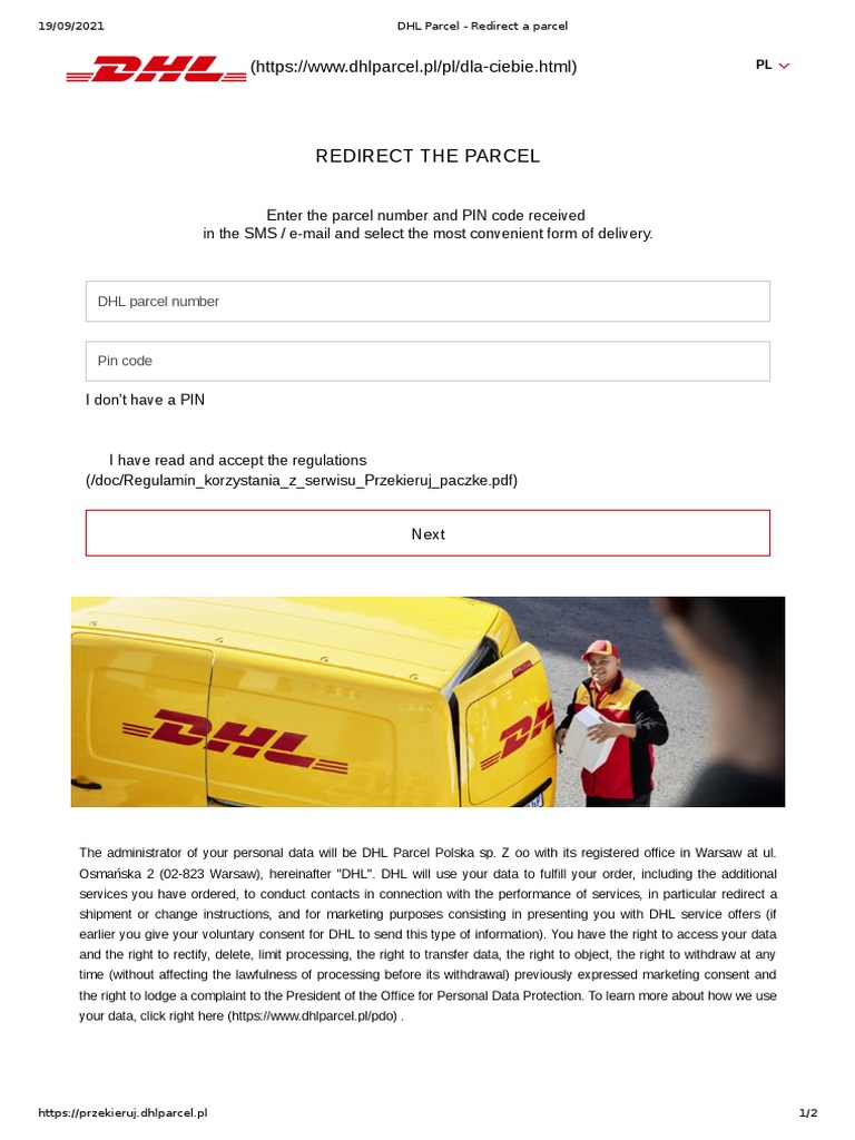 DHL Parcel Redirect A Parcel PDF Data Management Civil Rights And Liberties