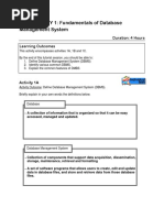 LAB ACTIVITY 1: Fundamentals of Database Management System: Duration: 4 Hours Learning Outcomes