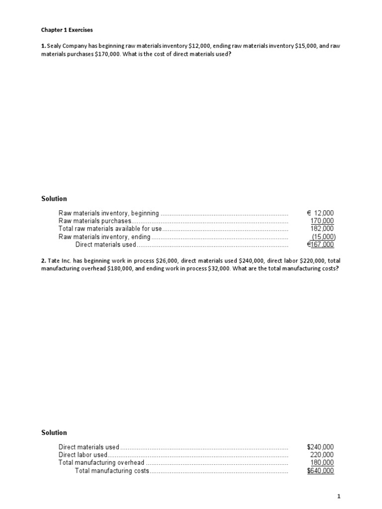 Chapter 1-2 Examples Online | PDF | Cost Of Goods Sold | Inventory