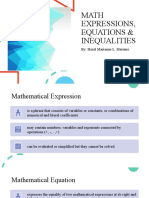 MATH EXPRESSIONS, EQUATIONS AND INEQUALITIES