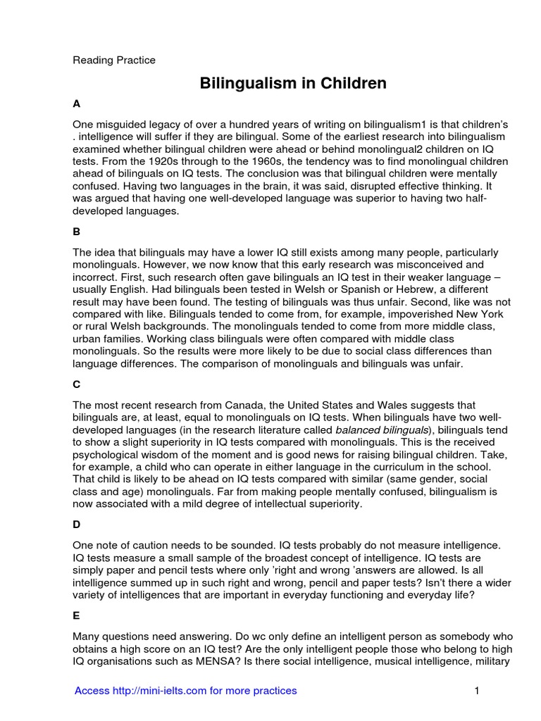 Bilingualism's Impact on Child IQ | PDF | Multilingualism ...