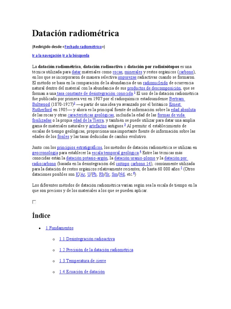 Datación Radiométrica: Métodos y Usos | PDF | Desintegración ...