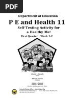 P E and Health 11: Self-Testing Activity For A Healthy Me