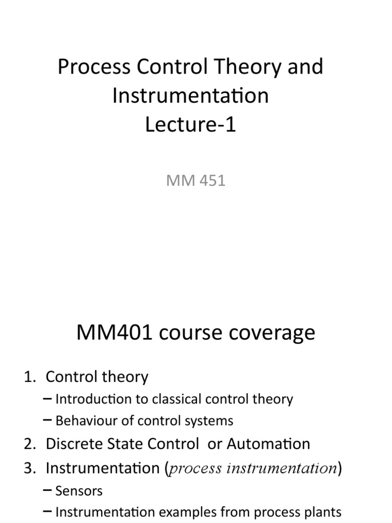 Lecture1Introdution To The Subject and Type of Control Actions PDF