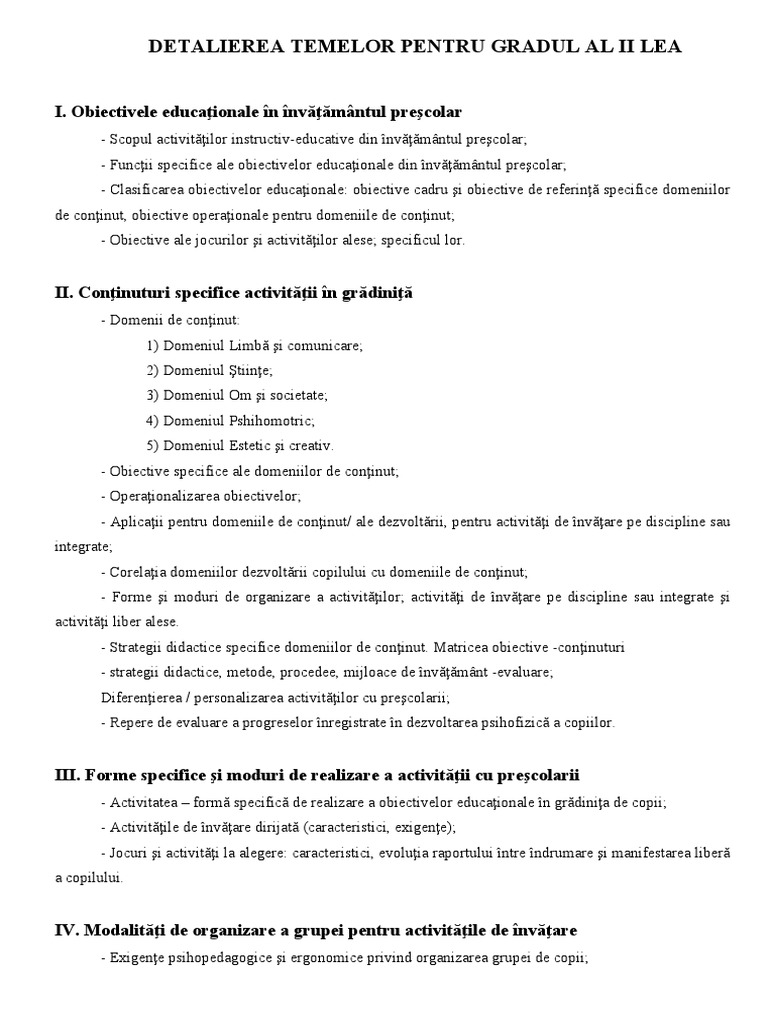 Metodica - Detalierea Temelor Pentru Gradul Al II Lea | PDF