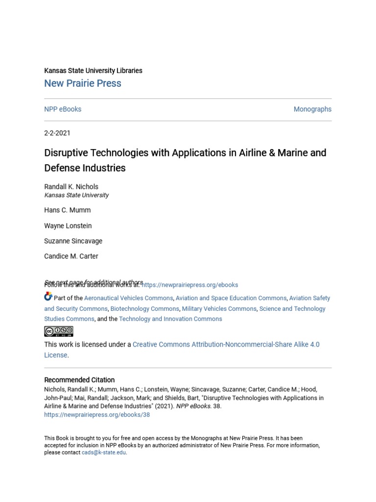 Disruptive Technologies With Applications in Airline & Marine and | PDF |  Unmanned Aerial Vehicle | Computer Security