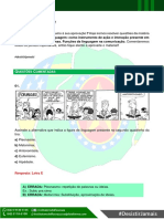 Lista 01 Português - Linguagem como instrumento de ação e interação presente em todas as atividades humanas; funções da linguagem na comunicação
