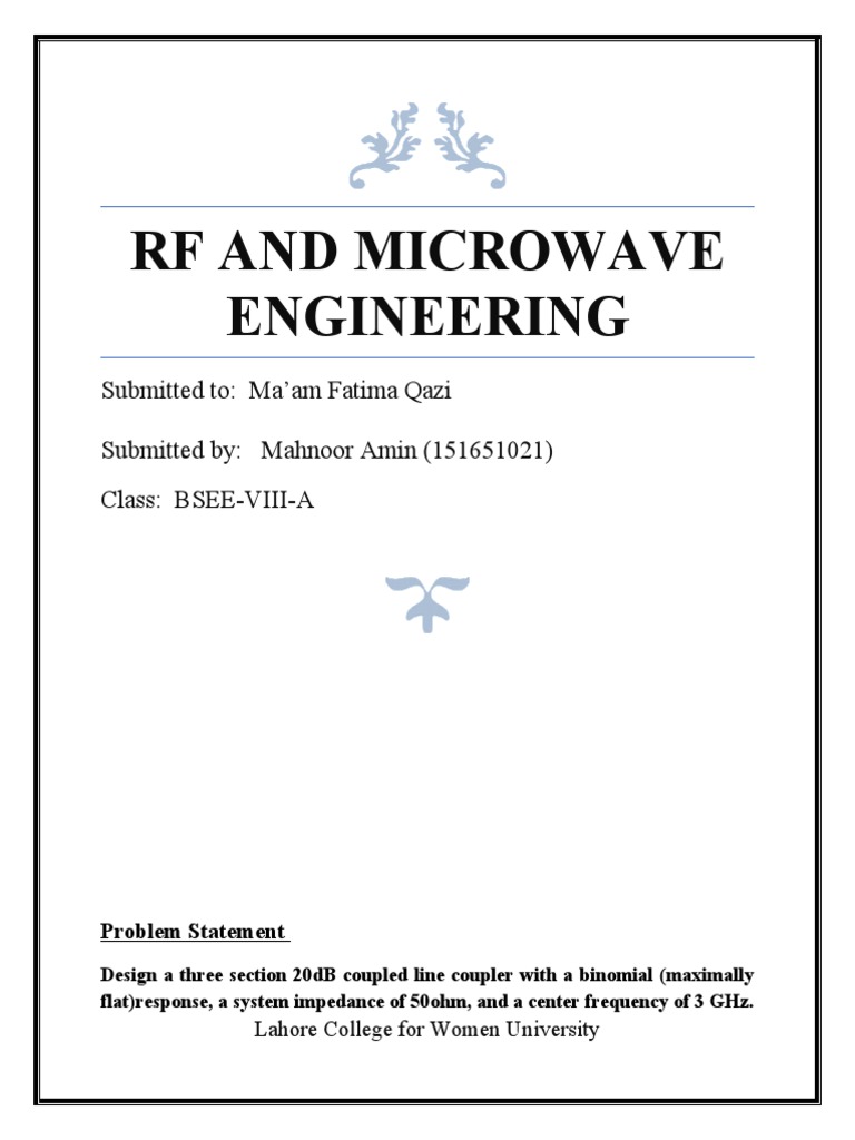 Coupled Line Coupler and Filter Design | PDF | Filter (Signal ...