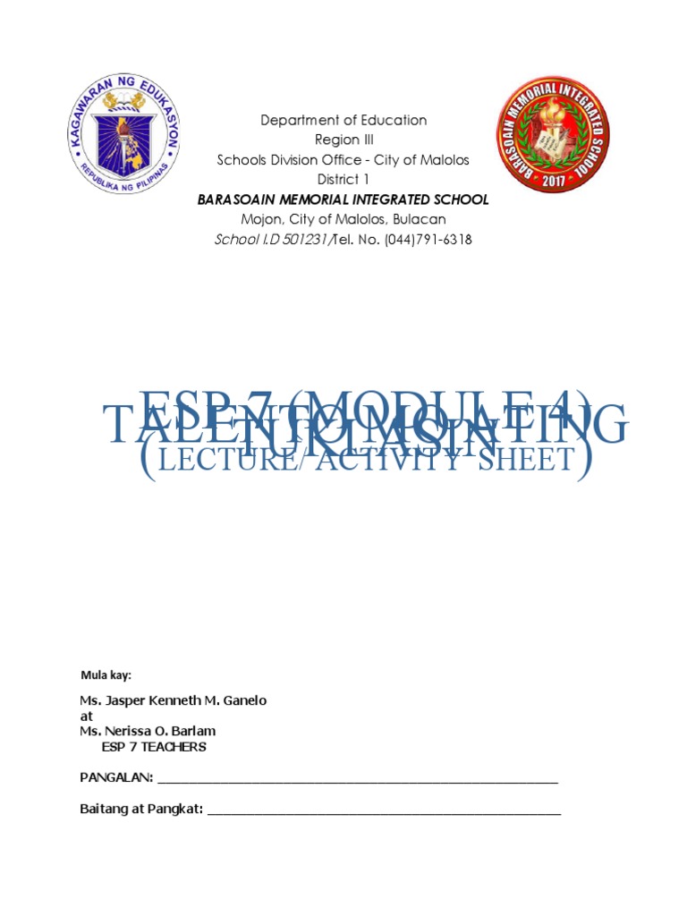 Activity Sheet Sa ESP 7 MODYUL 4 | PDF