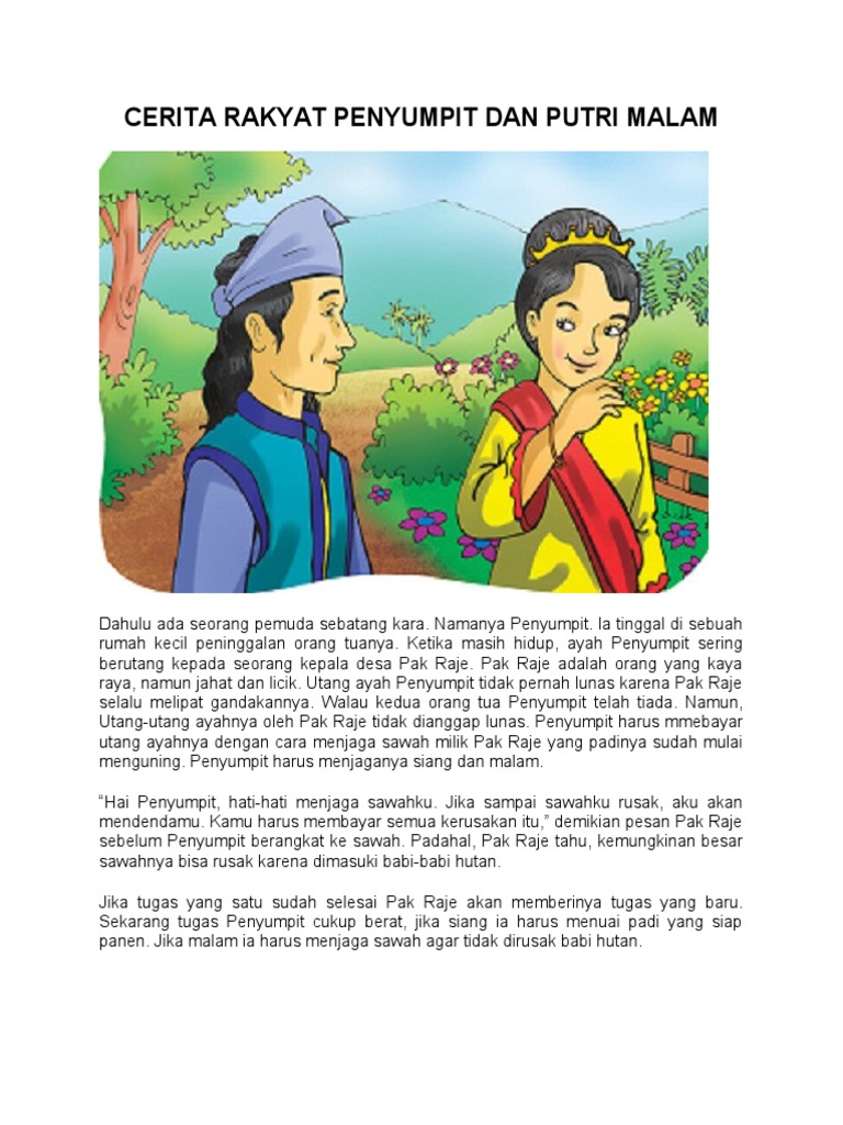 Cerita Rakyat Penyumpit Dan Putri Malam | PDF