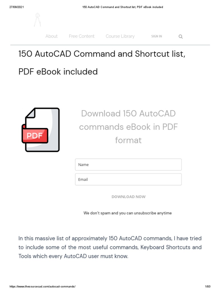 150 Autocad Command and Shortcut List, PDF Ebook Included | PDF ...
