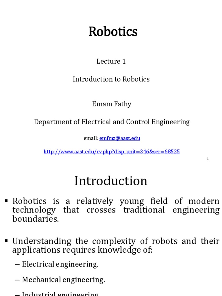 Lec1 Introduction | PDF | Robotics | Robot