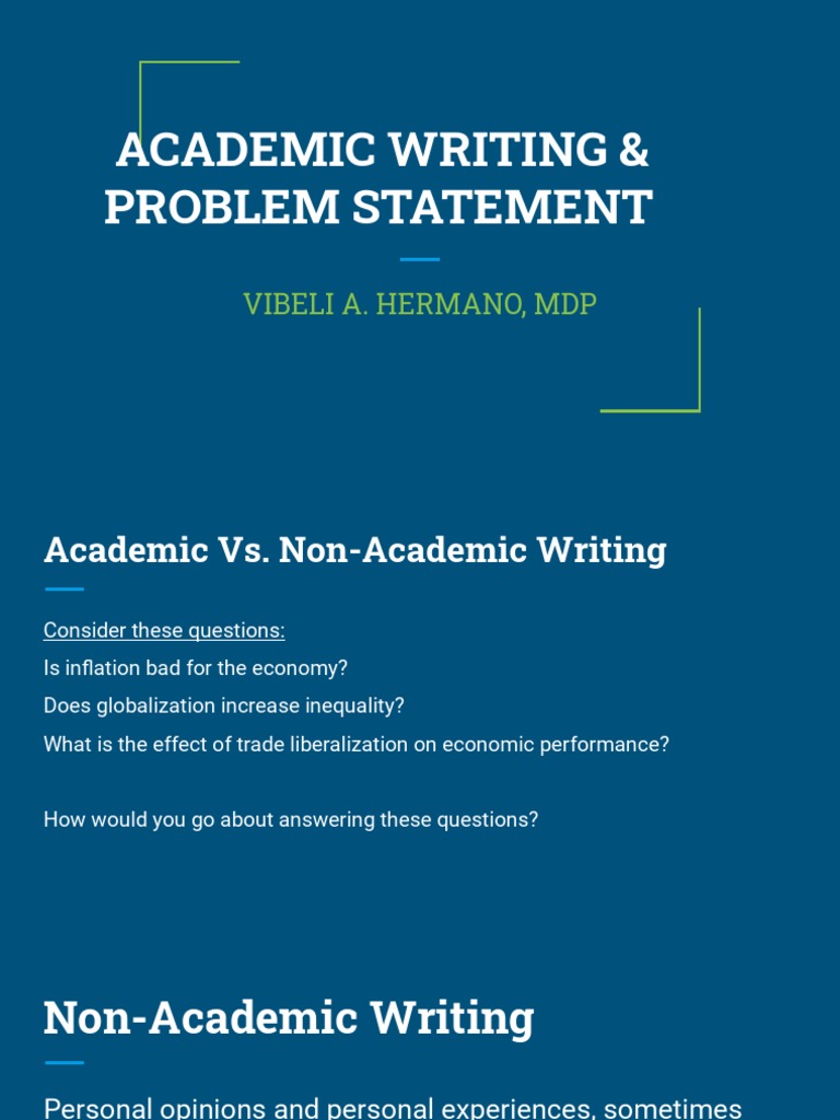 Academic Writing and Problem Statements | PDF | Economic Growth | Human ...