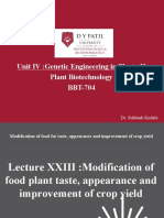 Unit IV:Genetic Engineering in Plants-II Plant Biotechnology BBT-704