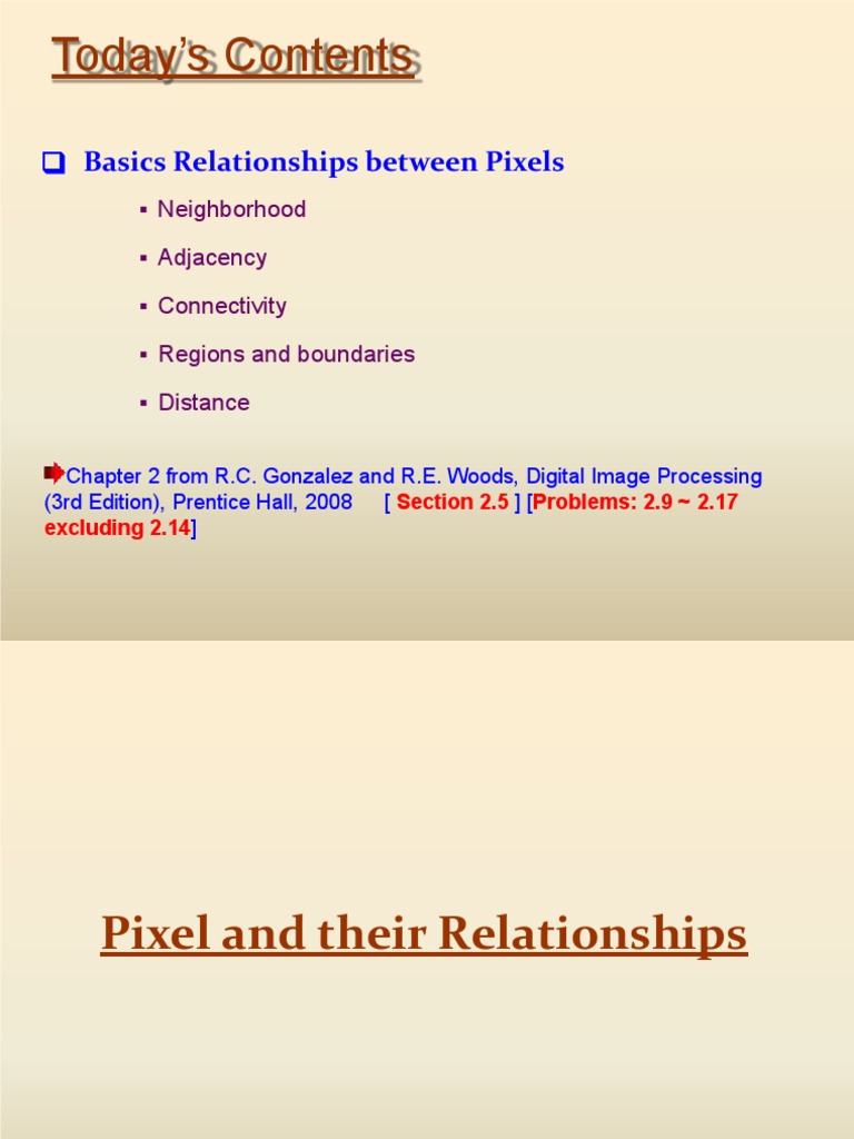 Today S Contents Basics Relationships Between Pixels Pdf Distance