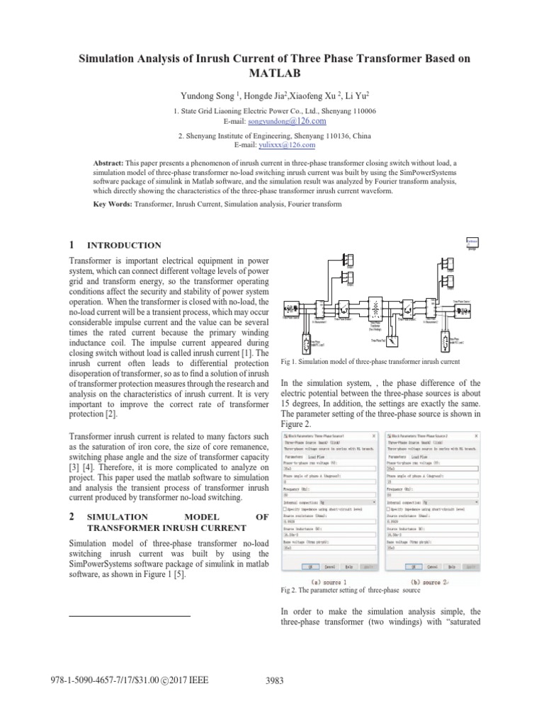 Simulation Analysis of Inrush Current of Three Phase Transformer Based