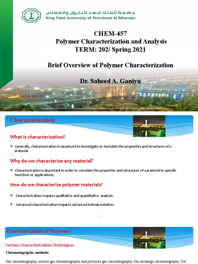 Polymer Characterization Techniques Overview | PDF | Polymers | Copolymer
