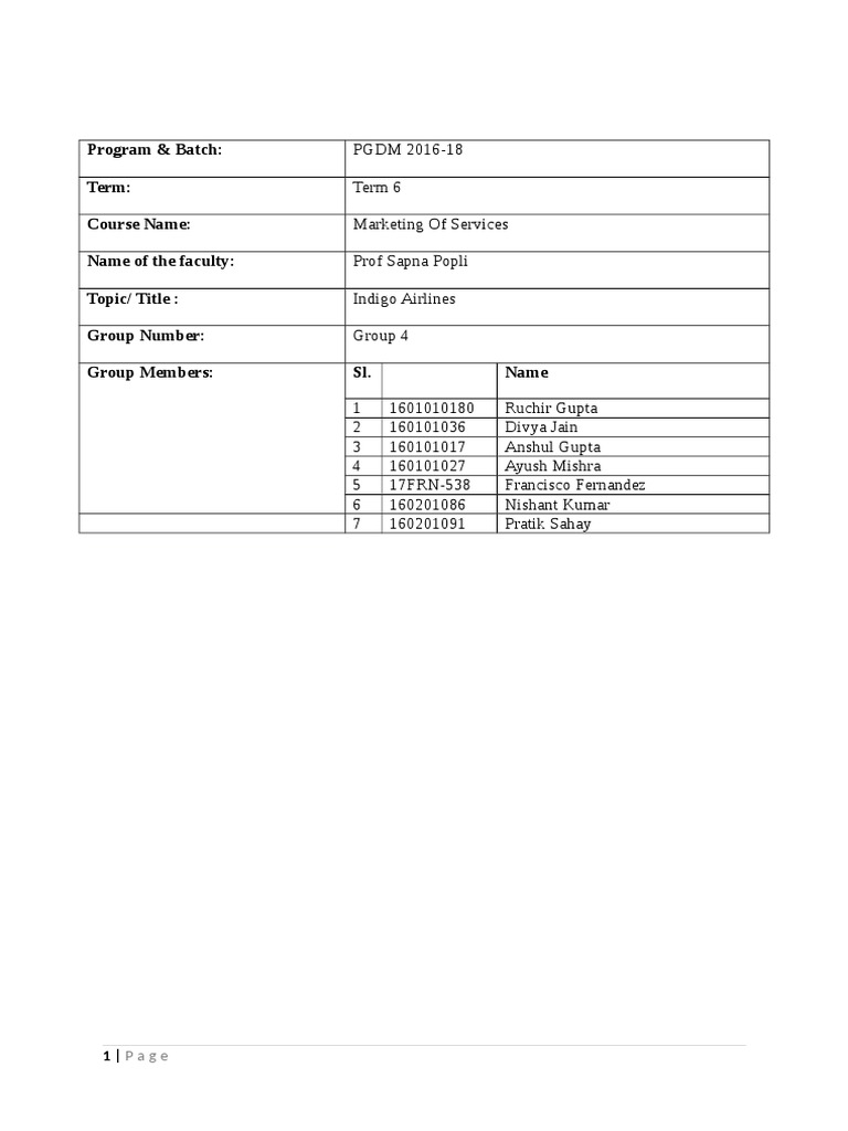 Indigo Airlines Service Marketing Analysis | PDF | Airlines | Business