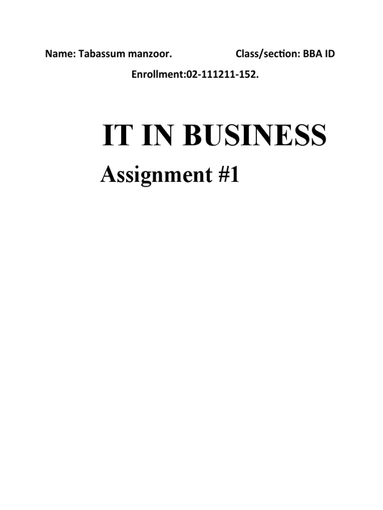 It in Business: Assignment #1 | PDF