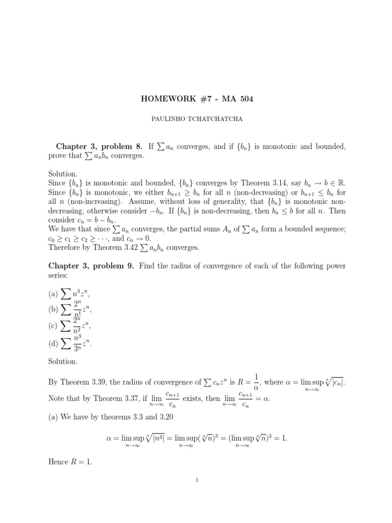 Hmw7 (MA 504) | PDF | Monotonic Function | Analysis