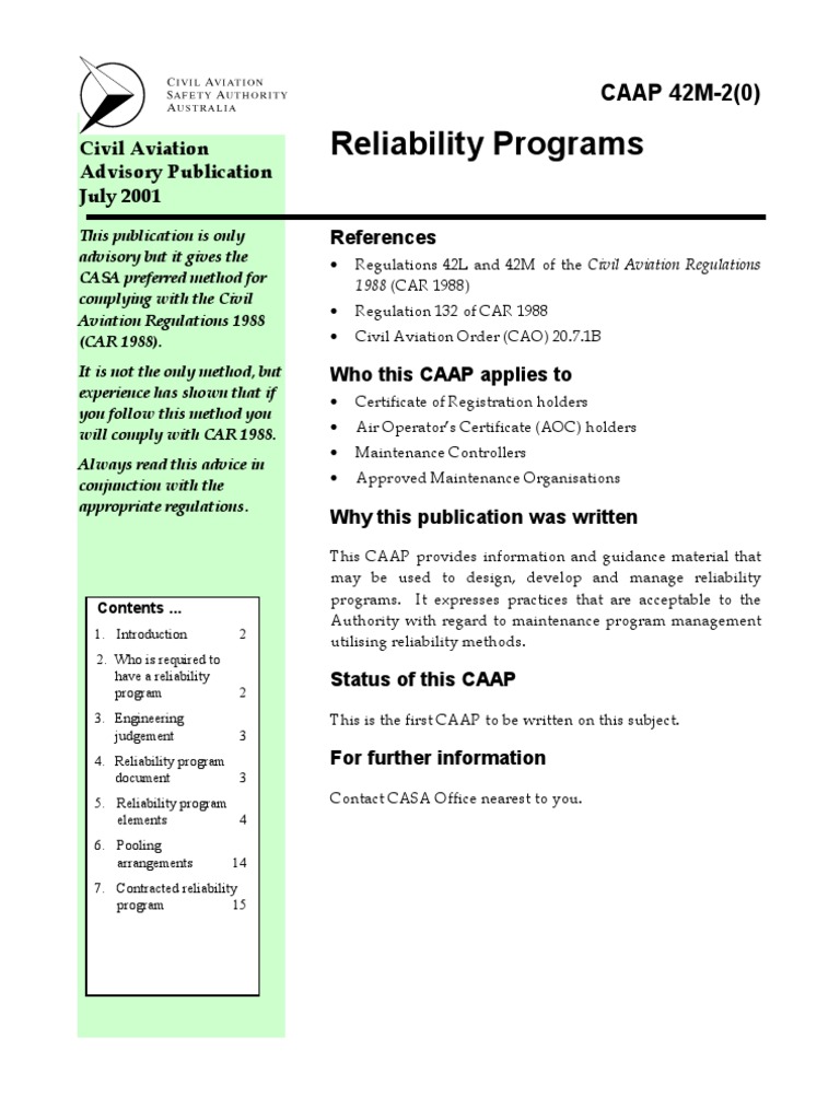 Reliability Programs Guidance - July 2001 | PDF | Business